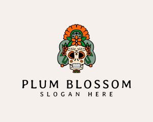 Mexican Floral Skull  logo design