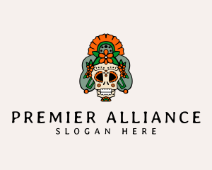 Mexican Floral Skull  logo design