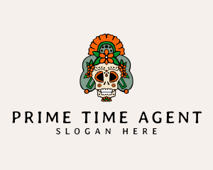 Mexican Floral Skull  logo design