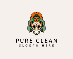 Mexican Floral Skull  logo design