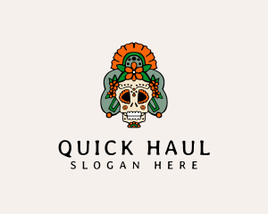 Mexican Floral Skull  logo design