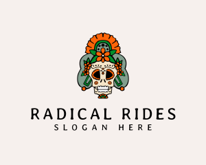 Mexican Floral Skull  logo design