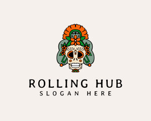 Mexican Floral Skull  logo design