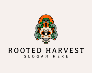 Mexican Floral Skull  logo design