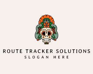 Mexican Floral Skull  logo design