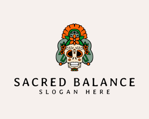 Mexican Floral Skull  logo design