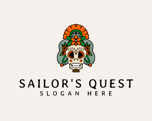 Mexican Floral Skull  logo design