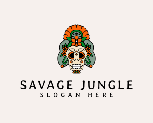 Mexican Floral Skull  logo design