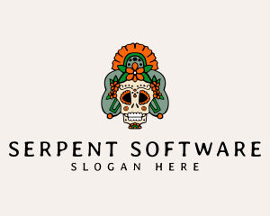 Mexican Floral Skull  logo design