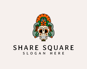 Mexican Floral Skull  logo design