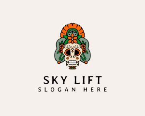 Mexican Floral Skull  logo design