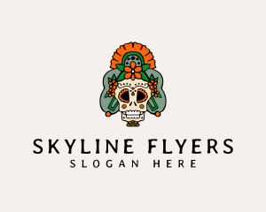 Mexican Floral Skull  logo design