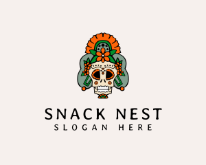 Mexican Floral Skull  logo design