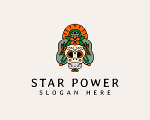 Mexican Floral Skull  logo design