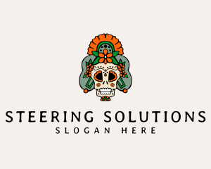 Mexican Floral Skull  logo design