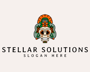 Mexican Floral Skull  logo design