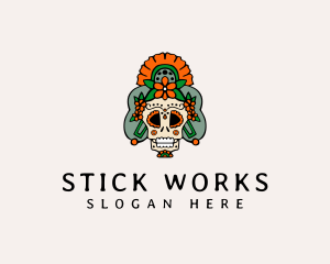 Mexican Floral Skull  logo design