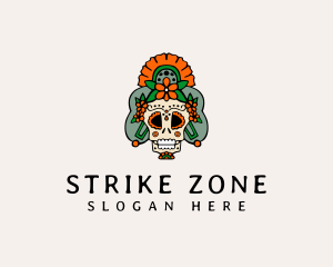 Mexican Floral Skull  logo design