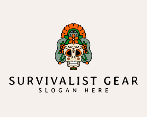 Mexican Floral Skull  logo design