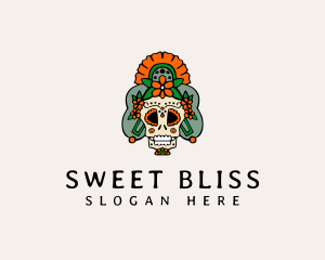 Mexican Floral Skull  logo design