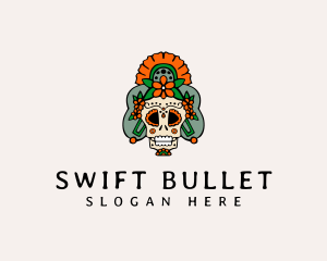 Mexican Floral Skull  logo design