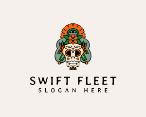 Mexican Floral Skull  logo design