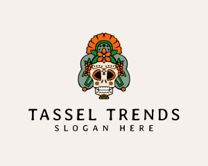 Mexican Floral Skull  logo design