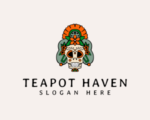 Mexican Floral Skull  logo design