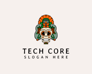 Mexican Floral Skull  logo design