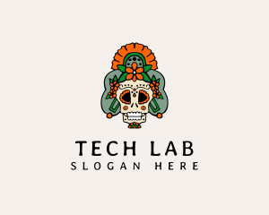 Mexican Floral Skull  logo design