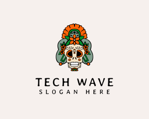 Mexican Floral Skull  logo design