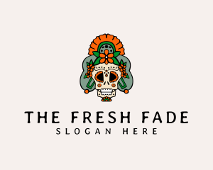 Mexican Floral Skull  logo design