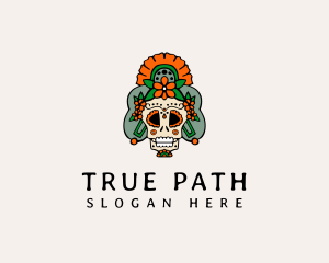 Mexican Floral Skull  logo design