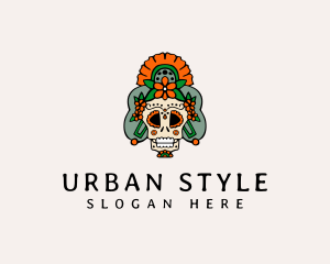 Mexican Floral Skull  logo design