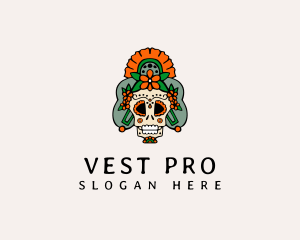 Mexican Floral Skull  logo design