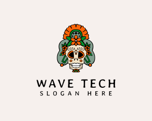 Mexican Floral Skull  logo design