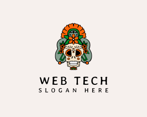 Mexican Floral Skull  logo design