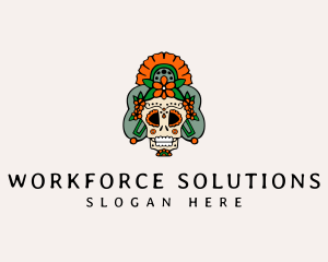 Mexican Floral Skull  logo design