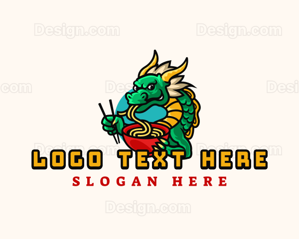 Dragon Noodle Food Logo