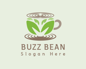 Leaf Tea Coffee Cup logo design