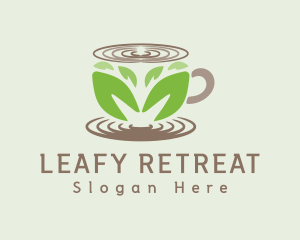 Leaf Tea Coffee Cup logo design