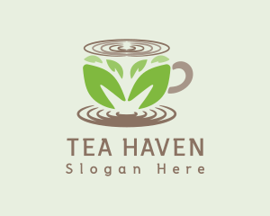 Leaf Tea Coffee Cup logo design