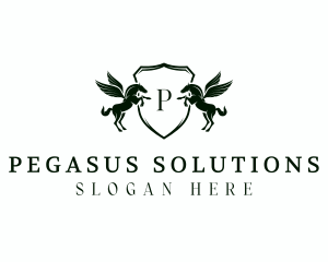 Pegasus Horse Shield logo design