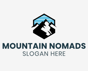 Hexagon Mountain Peak logo design