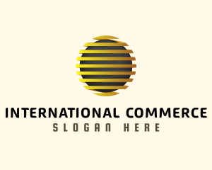 Golden Business Globe logo design