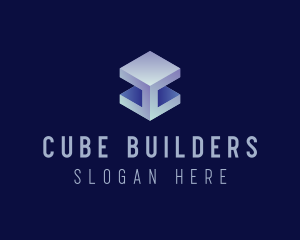 3D Metallic Cube logo design