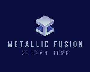 3D Metallic Cube logo design