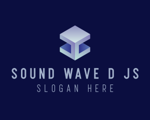 3D Metallic Cube logo design