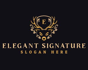 Elegant Deer Antler logo design