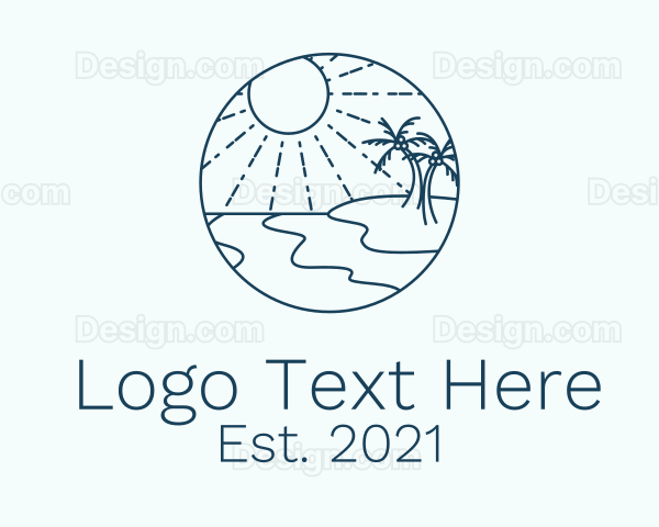 Beach Sun Line Art Logo